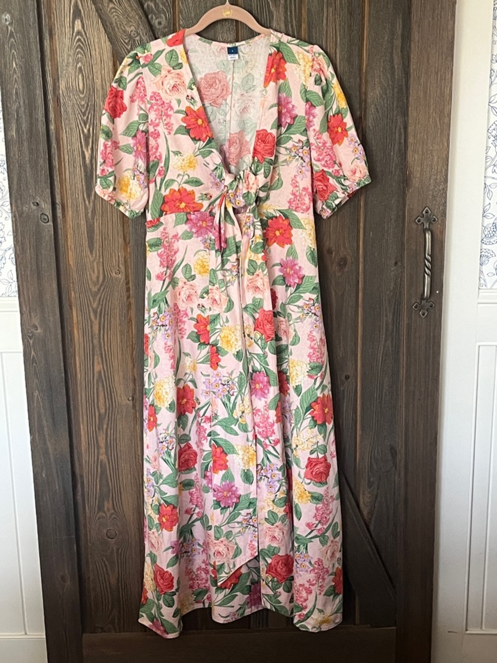 Linen blend floral midi dress - Picture 2 of 8